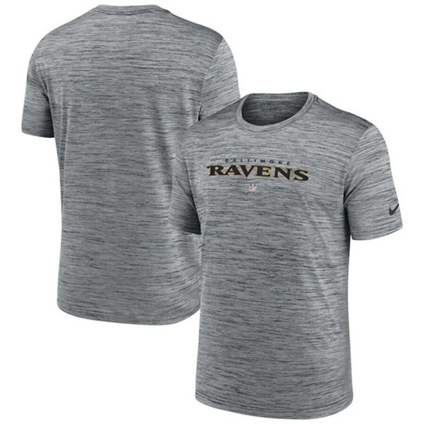 Men's Baltimore Ravens Gray Velocity Performance T-Shirt - Click Image to Close